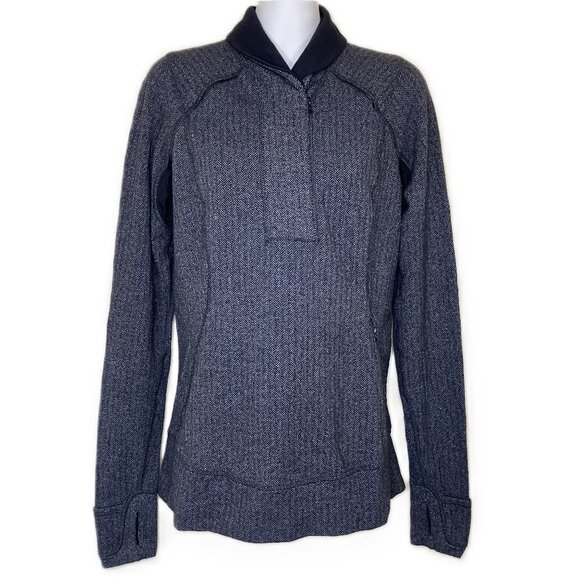 Lululemon Think Fast Pullover Running Shirt Long Sleeve Grey Herringbone Size 8 - Picture 8 of 8